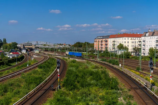 Berlín Prenzlauer Berg Alemania Septiembre 2021 Línea Ferroviaria Urbana Vista —  Fotos de Stock