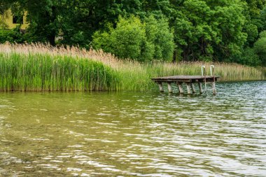 Penzliner 'de bir banyo iskelesi. Bakın, Mecklenburg-Batı Pomerania, Almanya
