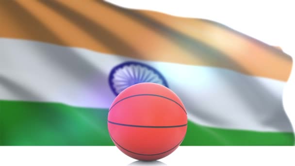 Basket Ball Avec Drapeau Inde — Video