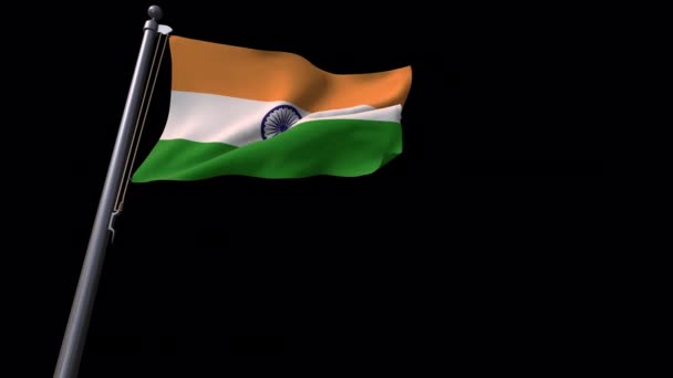 Індіанський Прапор Відмовляється Від Чорного Фону — стокове відео