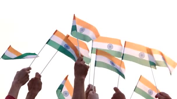 Mani Sventolando Bandiere Dell India — Video Stock