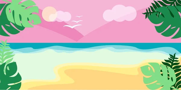 Verano Playa Palma Fondo Diversión Naturaleza — Vector de stock