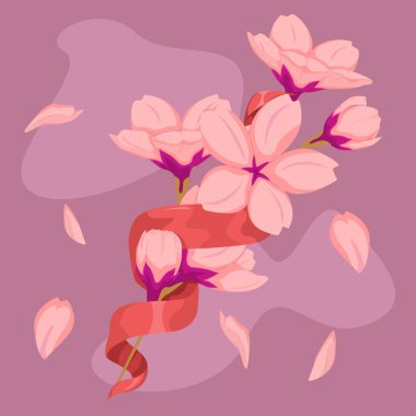 Sakura Çiçeği Kiraz Çiçeği Çizimi