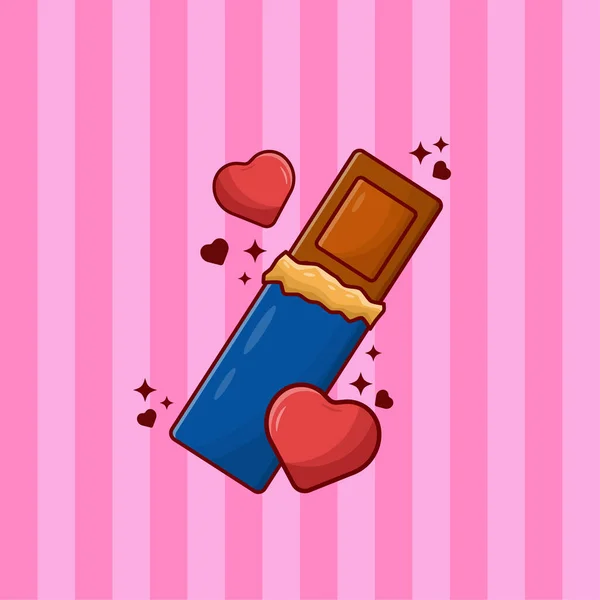 Chocolat Avec Symbole Amour Valentine Illustration — Image vectorielle
