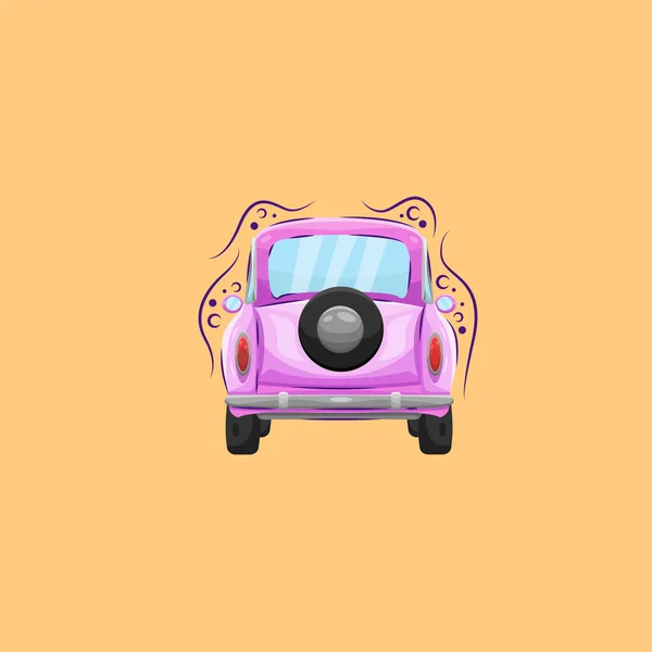 Gewoon Getrouwd Bumper Auto Met Roze Kleur Bruiloft Illustratie — Stockvector