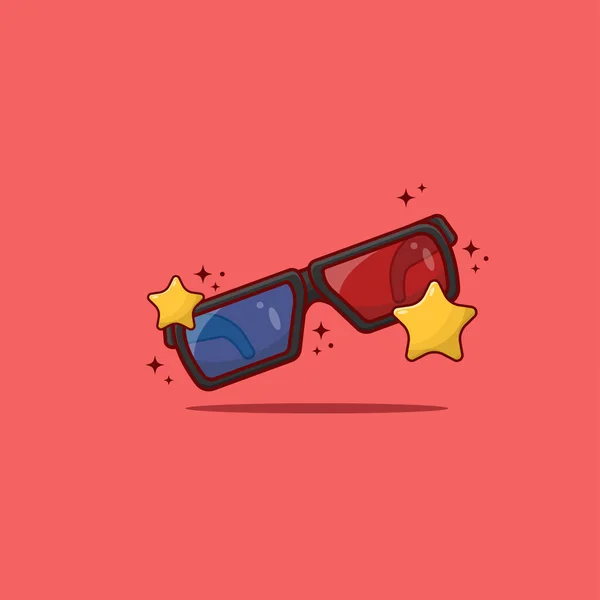 Vector Objetos Retro Gafas Película — Vector de stock