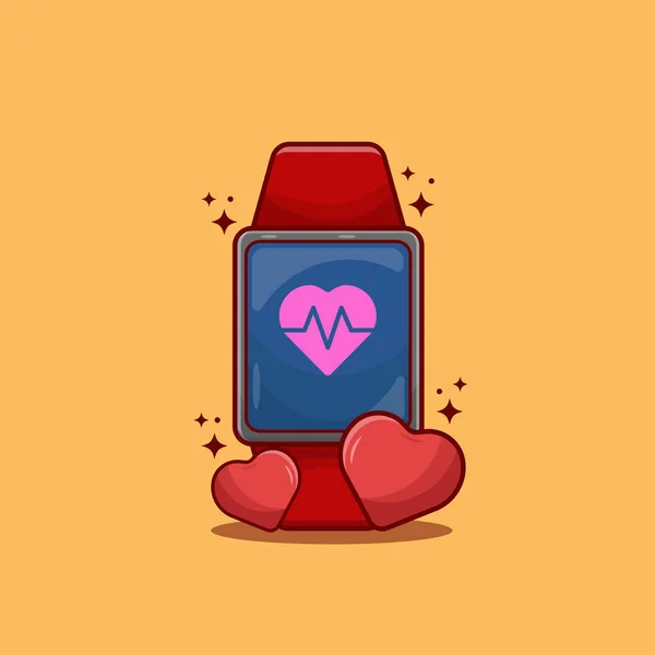 Smartwatch Avec Vecteur Symboles Heartbeat — Image vectorielle