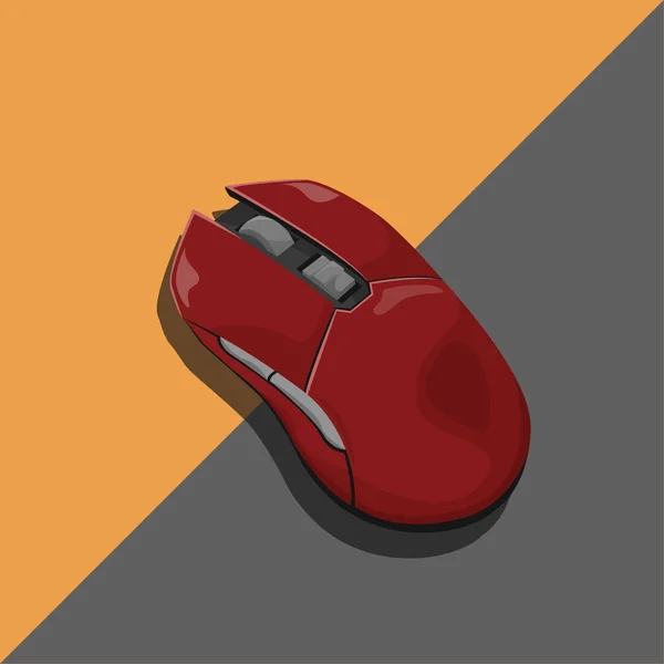 Computer Game Mouse in Red Color Vector Design