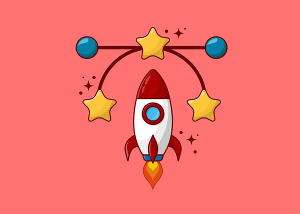 Pen Tool with Rocket and Star Illustration