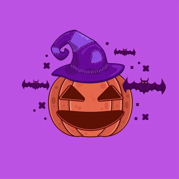 Jack O Lantern with Witch Hat Illustration Vector