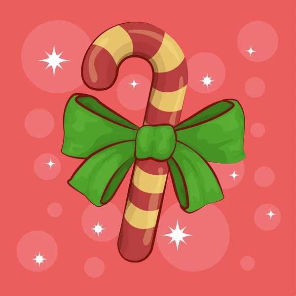 Christmas Cane with Ribbon Illustration Vector
