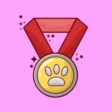 Pet Medal Award with Footprint Symbol Illustration