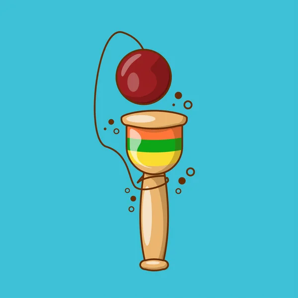 Wooden Catch Toss Ball Game Toy Vector — Wektor stockowy