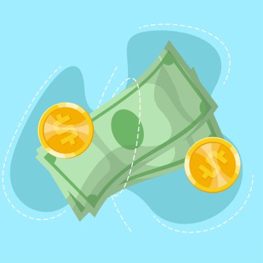 Money Paper and Gold Coins Illustration