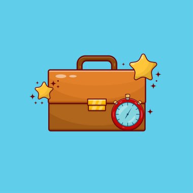 Briefcase and Stopwatch with Star Symbol Illustration Vector