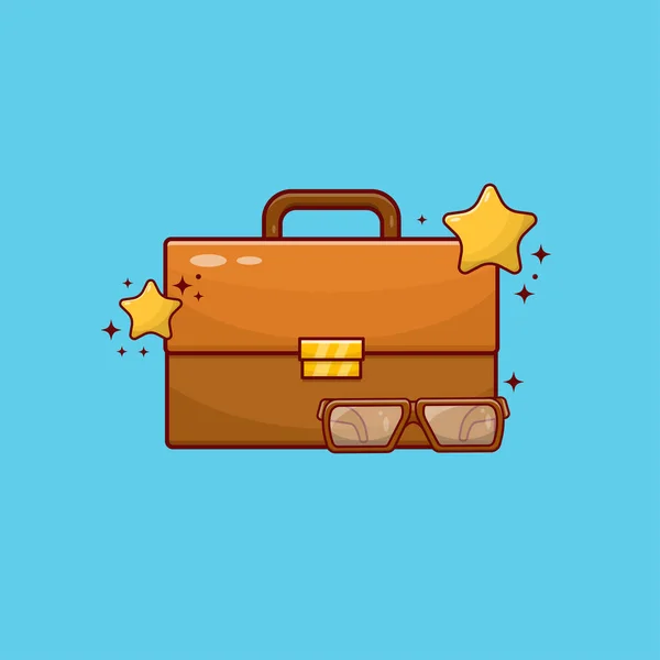 Briefcase Glasses Star Symbol Illustration Vector — Stockvektor