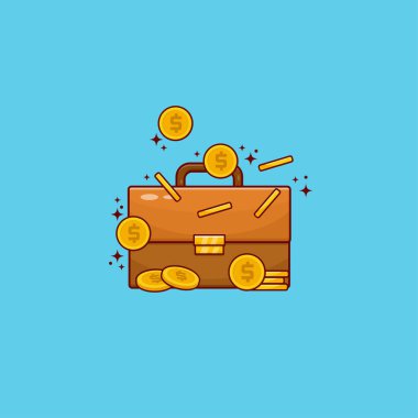 Altın Para Vektörü İllüstrasyonlu İş Deri Davası