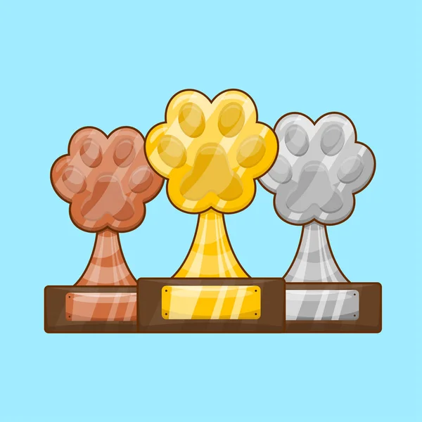 Trofeo Pata Con Diferente Tipo Estilo Dibujos Animados Vector Ilustración — Vector de stock