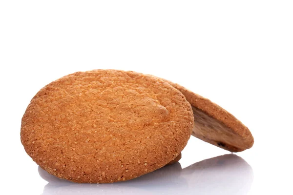 Vários Biscoitos Americanos Redondos Recentemente Assados Close Isolados Branco — Fotografia de Stock