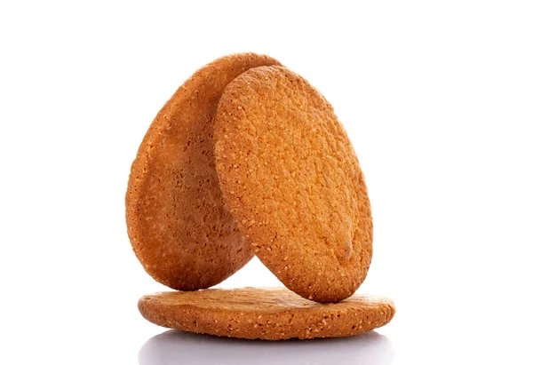 Vários Biscoitos Americanos Redondos Recentemente Assados Close Isolados Branco — Fotografia de Stock
