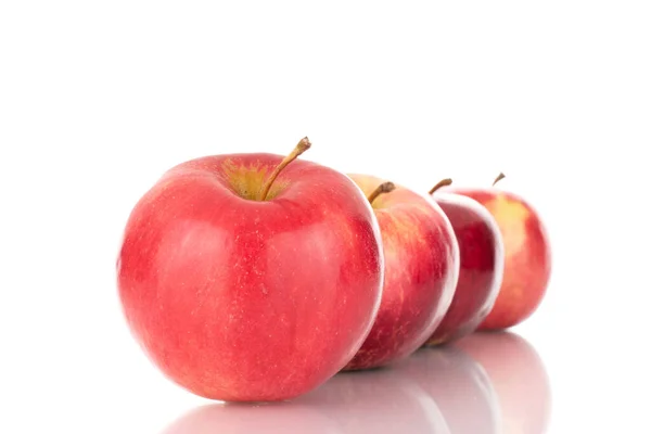 Mehrere Reife Rote Äpfel Makro Isoliert Auf Weißem Hintergrund — Stockfoto
