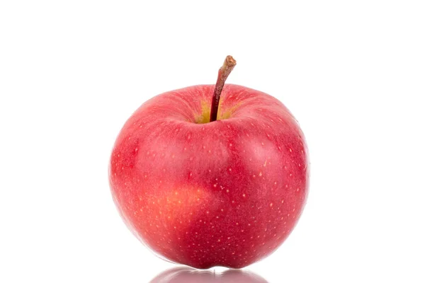 Одне Стигле Червоне Яблуко Макро Ізольоване Білому Тлі — стокове фото