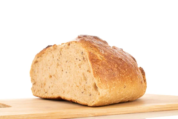 Helft Van Boekweit Geurig Brood Macro Geïsoleerd Een Witte Achtergrond — Stockfoto