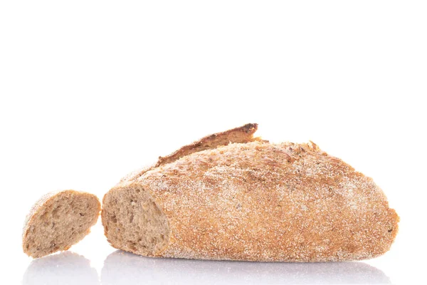 Ήμισυ Του Ευωδιαστού Ψωμιού Φαγόπυρου Μακροεντολή Απομονώνεται Λευκό Φόντο — Φωτογραφία Αρχείου