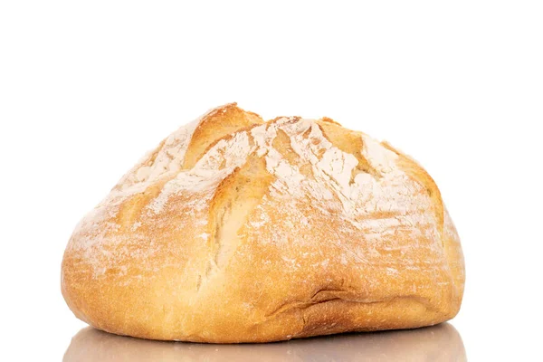 Ένα Καρβέλι Φρέσκο Αρωματικό Λευκό Ψωμί Σιταριού Μακρό Απομονωμένο Λευκό — Φωτογραφία Αρχείου
