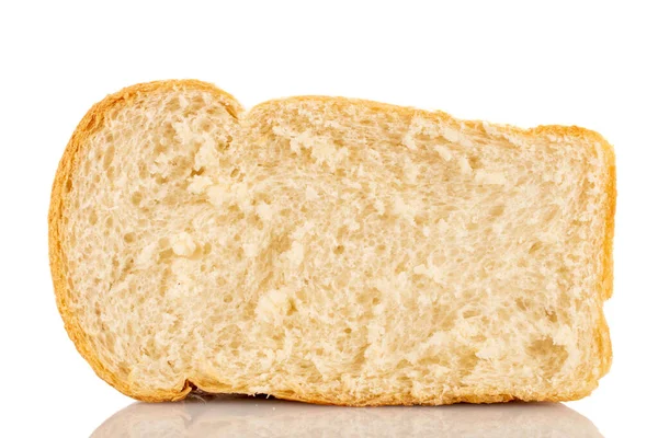 Helft Van Wit Tarwebrood Smaak Close Geïsoleerd Wit — Stockfoto