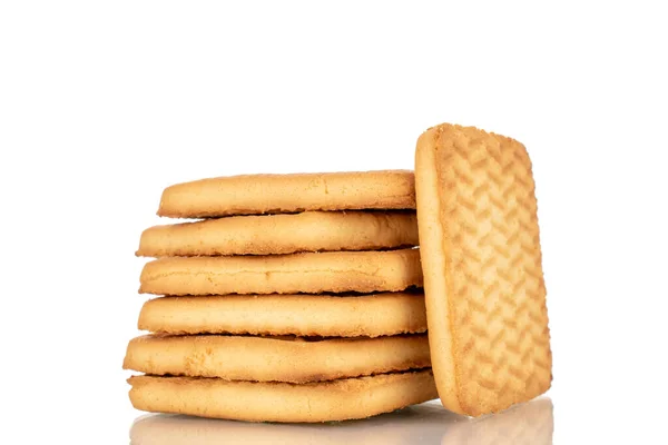 Plusieurs Délicieux Biscuits Sucre Macro Isolés Sur Fond Blanc — Photo