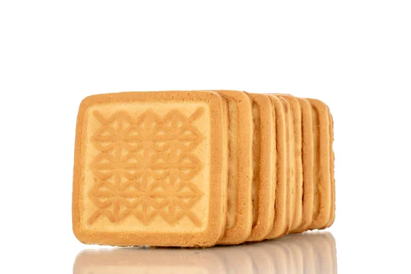Flera Läckra Socker Cookies Makro Isolerad Vit Bakgrund — Stockfoto
