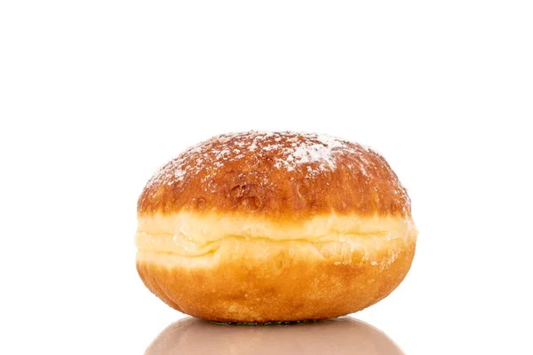 Ein Süßer Donut Gefüllt Mit Marmelade Nahaufnahme Isoliert Auf Weißem — Stockfoto