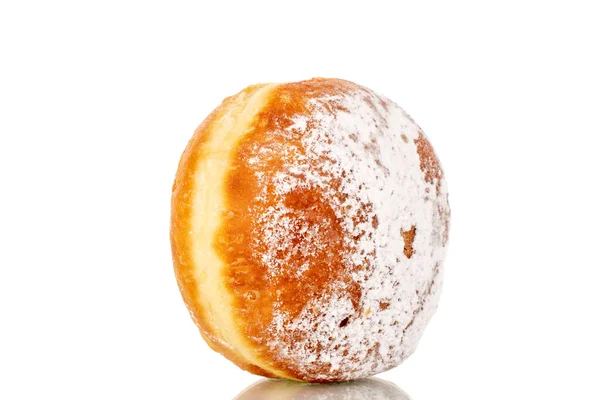 Один Сладкий Пончик Джемом Крупным Планом Изолированный Белом Фоне — стоковое фото