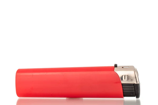 Одна Красная Зажигалка Крупным Планом Изолированная Белом Фоне — стоковое фото