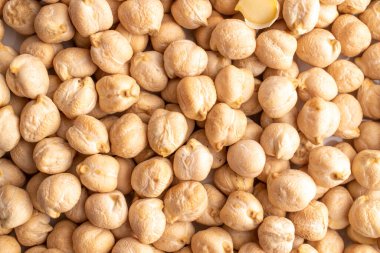 Organik doğal pişmemiş nohut, yakın çekim, üst manzara..