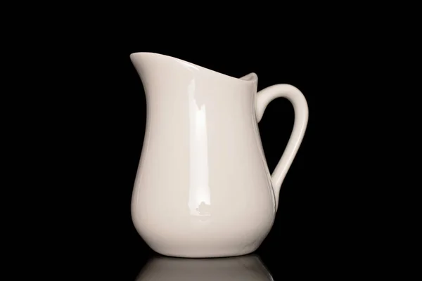 One Ceramic Milk Jug Close Isolated Black Background — Foto Stock