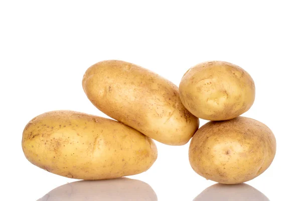Várias Batatas Frescas Não Descascadas Não Cozidas Orgânicas Suculentas Fundo — Fotografia de Stock