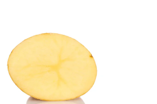 One Half Fresh Peeled Raw Organic Juicy Potato Macro White — Stock Photo, Image