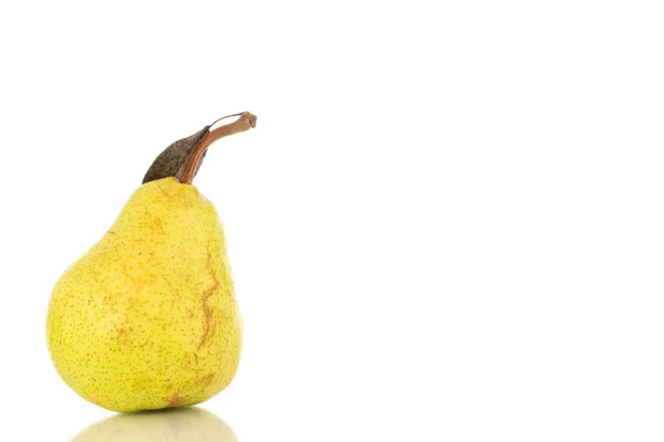 One Juicy Bright Yellow Pear Close Isolated White Background — Stock Photo, Image