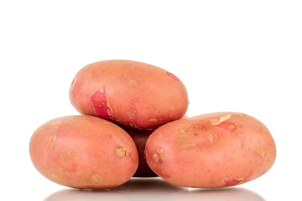 Flera Ekologiska Rosa Potatis Närbild Isolerad Vit Bakgrund — Stockfoto