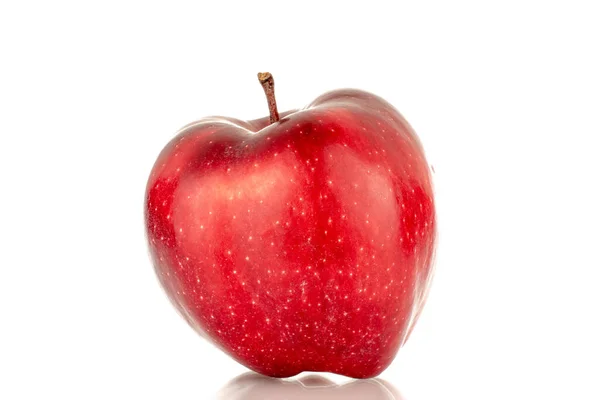 Одне Стигле Червоне Яблуко Крупним Планом Ізольоване Білому Тлі — стокове фото