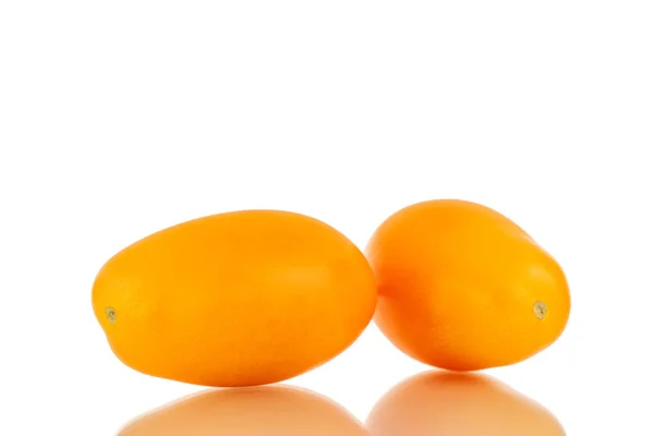 Two Ripe Yellow Tomatoes Close Isolated White Background — Fotografia de Stock