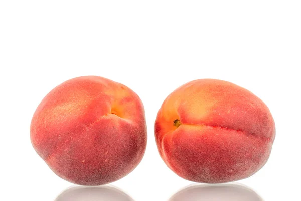 Two Ripe Red Apricots Close Isolated White Background — Stock Photo, Image