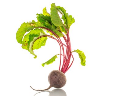 Bir tatlı kırmızı pancar, yakın plan, beyaz arka plan.