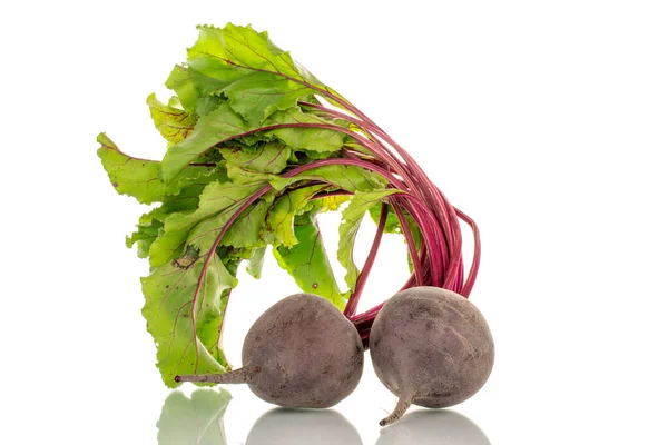 Two Sweet Red Beets Close White Background — Zdjęcie stockowe
