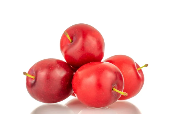 Several Ripe Juicy Cherry Plums Close Isolated White Background — Stock Photo, Image