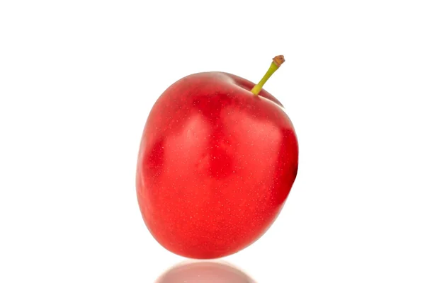 One Organic Juicy Cherry Plum Close Isolated White Background — Stok fotoğraf
