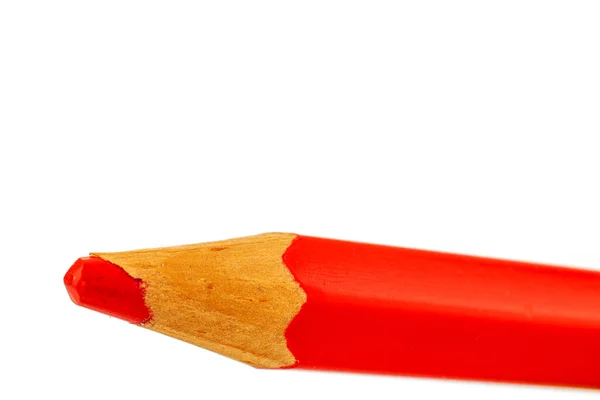 One Red Pencil Close Isolated White Background — Stockfoto