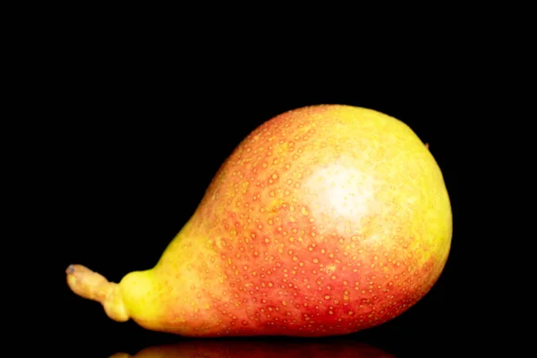 One Organic Juicy Pear Close Isolated Black Background — Photo